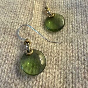 NWT ~ ANN TAYLOR Green Glass Cabochon Earrings